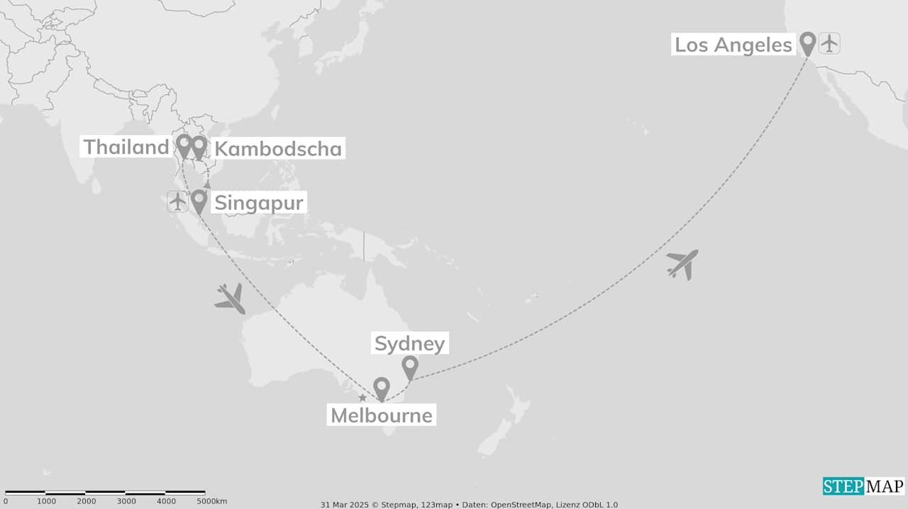 Around the World: Fünf Länder, drei Kontinente, ein Trip